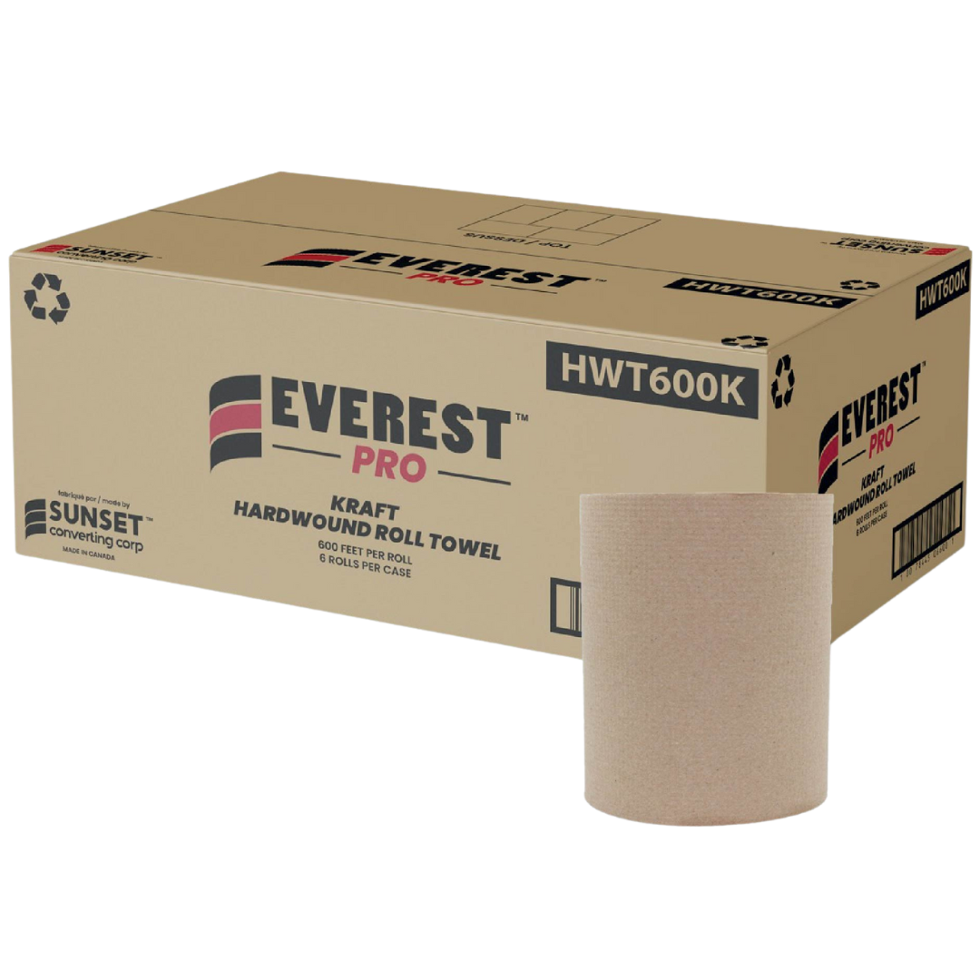 7.85" x 600' Kraft Hand Towel Rolls - 6 Rolls