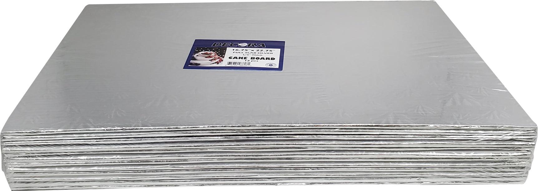 CLR - Decora - Full Slab 16 3/4 x 22 3/4 X 1/4" Thick Cake Board - Silver - FS-98628