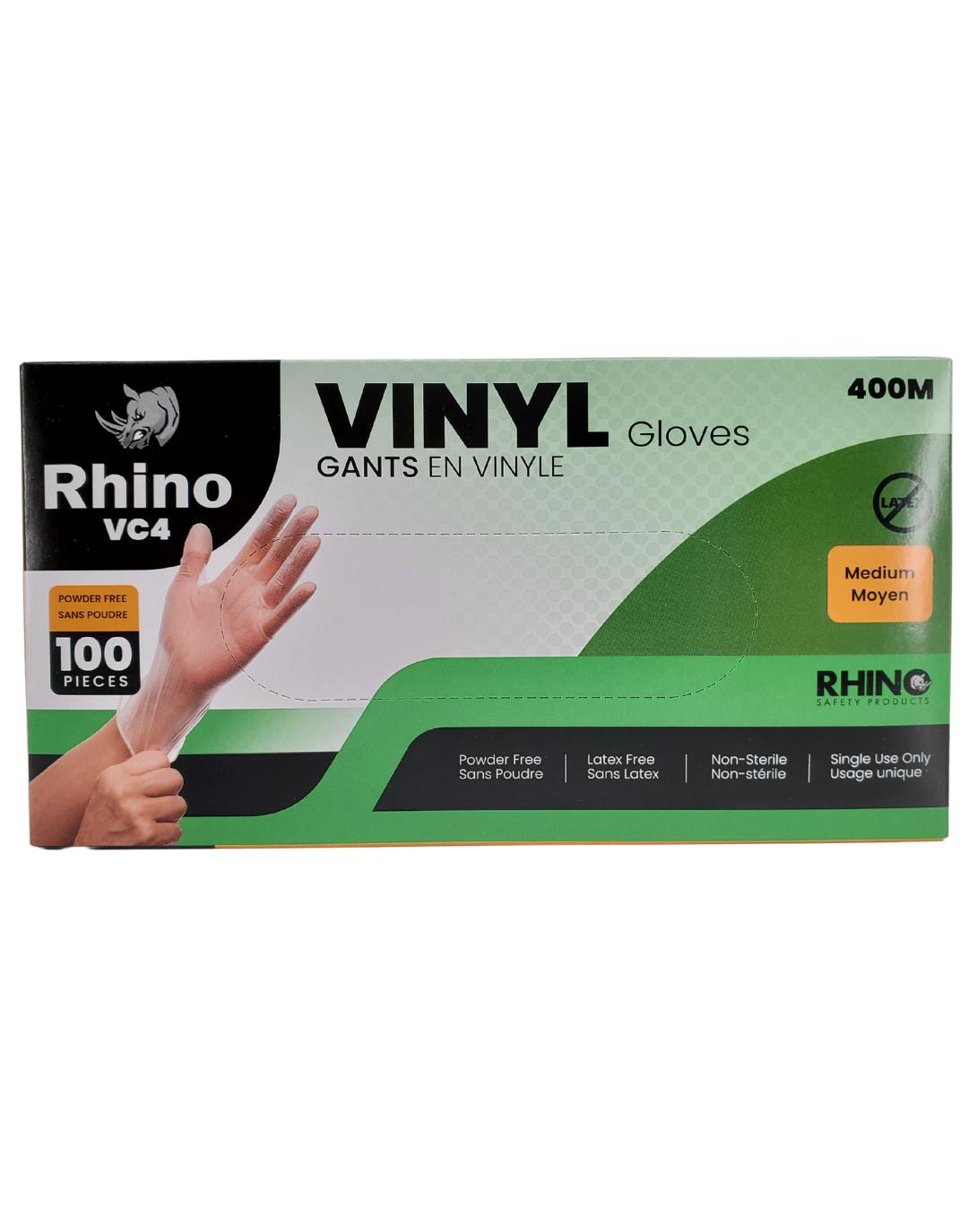 Rhino - VC4 - Clear Vinyl Gloves - Medium - 400M